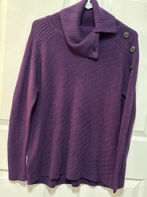 Liz Claiborne Ladies Button Down Cowl Neck Long Sleeve Sweater, Sz M,  Purple