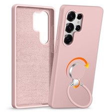 Samsung Galaxy S25 Ultra Case with Stand, 360 Rotatable Soft Ring Pink Shield