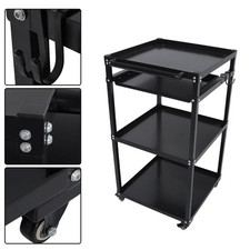 3-Shelf Mobile Workstation Cart Adjustable Aluminum Cart AV Media Cart