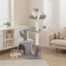 33" Cat Tree Tower Cat Scratching Post With Curved Bed Activity Center