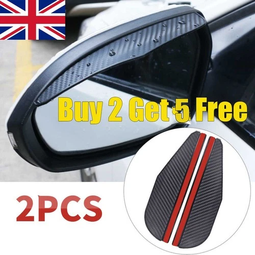2X Rear View Side Mirror Rain Visor Guard Carbon Fiber Black Car SUV Accessories