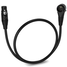 1.5 Feet Right Angle XLR Male to Female 3 Pin Mic Cord for Powered Speakers A...