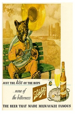   Schlitz Bear Vintage Ad Poster - 24x36  Premium Print 200GSM Paper  