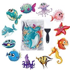 12 Pcs Non Slip Bathtub Stickers Sea Creatures Adhesive Decals for Bathroom