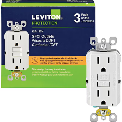 #ad #ad Leviton GFCI Duplex Outlet 15A 125V SmartlockPro White Slim 3 Pack GFNT1 3W $30.88