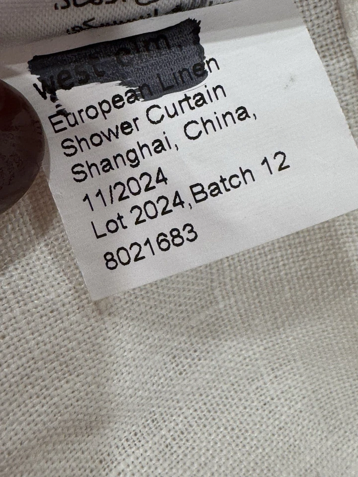 Cortina de ducha West Elm European lino algodón marfil 72 x 74 Foto 4 de 4