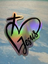 Christian Jesus Cross Holographic Sticker Religious Faith BibleVerse Vinyl Decal