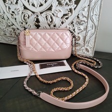 Chanel Gabrielle Clutch With Chain Iridescent Pink Quilted Lambskin Crossbody