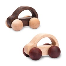Baby Push Car Wooden Toys - 2pc Infant Grasping Montessori Developmental Toy