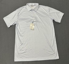 Collars and Co Dress Collar Polo Shirt Men Large Checker Plaid Blue White NWT