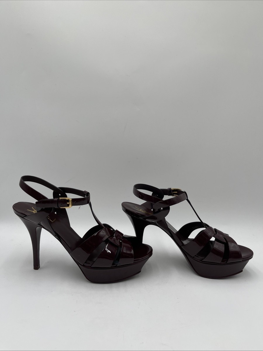 Women's Saint Laurent Tribute Platform Sandals In Patent