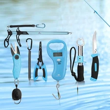 Mossy Oak 6PCS Fishing Tool Kit Fish Plier Hook Remover Fillet Knife Lip Gripper