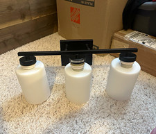 3-Light Bathroom Vanity Light Matte Black White Glass Shades Wall Mount ETL 120V