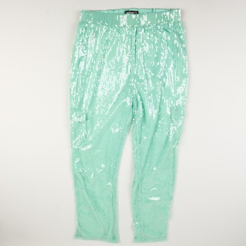 Pantalones cargo Missguided para mujer 10 lentejuelas verde brillante Co-Ord Y2K - Imagen 2 de 10