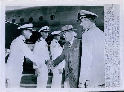 1946 President Truman Rear Adm Charles Styer Key West Politics Wirephoto 8x10