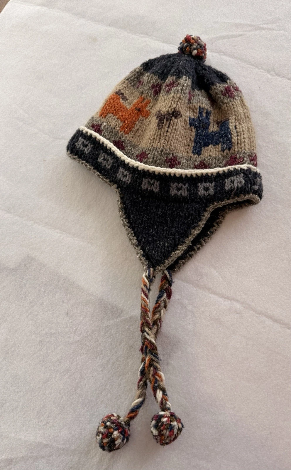 Peruvian alpaca wool Hat Multicolor Ear Flap Lined Winter Outdoor