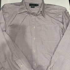 Lauren Ralph Lauren Red Micro Check Button Down Dress Shirt 16 1/2 32 33