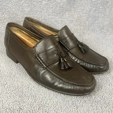 Santoni Italy Tassel Slip On Brown Calf Leather Loafers Shoes Men’s 9 1/2 D