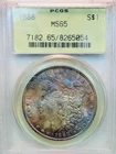 1888 MORGAN PCGS MS65 HUGE DUAL RAINBOW! PQ++++OLD GREEN HOLDER! WOW  NR #G64410