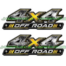 4x4 Off Road Grunge Yellow Decals Truck Bedside Fender Sticker Pair A