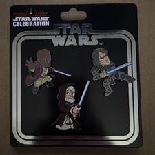 Star Wars Celebration Orlando 2017 JEDI 3 Pin Set MACE WINDU OBI WAN ANAKIN