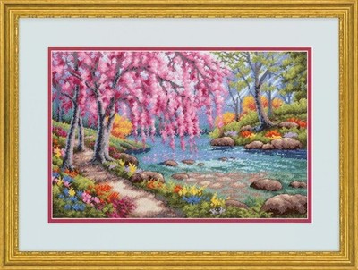 Dimensions Counted Cross Stitch Kit Cherry Blossom Creek
