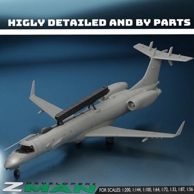 3d printed EMBRAER 145I (DRDO AEW&CS) Netra (2 IN 1)  plane aircraft jet fighter