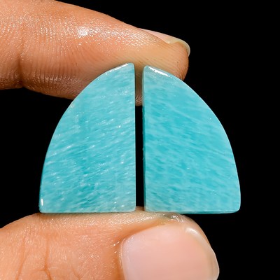 100% Natural Amazonite Fancy Shape Cabochon Gemstone Pair 29 Ct 21X13X6 mm