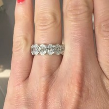 4 TCW Oval Cut Moissanite Full Eternity Wedding Band In 14K White Gold Plated