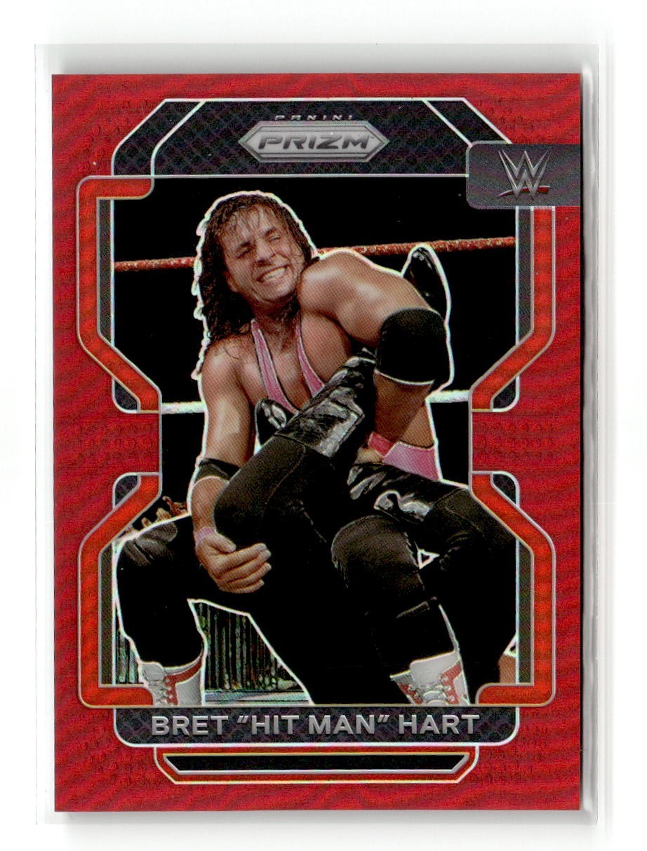 2022 Panini Prizm WWE Bret "Hit Man" Hart #198 Red Prizm /299