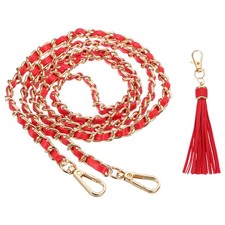 47 Inch Purse Chain Strap Purse Strap Replacement with Tassel Red/Gold