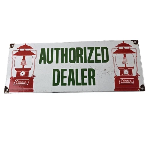 Vintage Coleman Sales Sign - Gas Auto Dealer Garage Shop Porcelain Sign