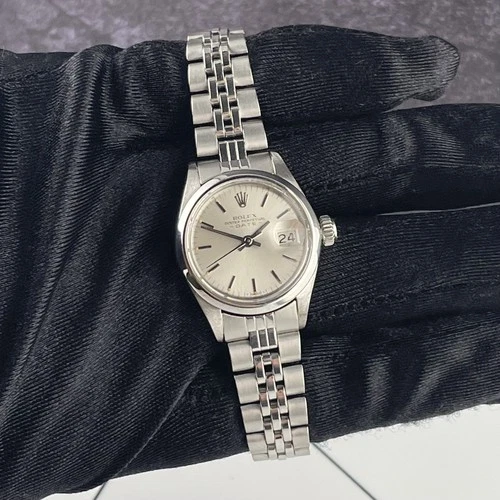 #53 Rolex 26mm Date Steel Silver Dial Vintage Ladies Watch 6916 $1 Start 🔥⌚️