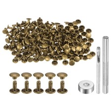 200 Set Leather Rivets 8 x 8mm Metal with 3 Setter Tools Bronze