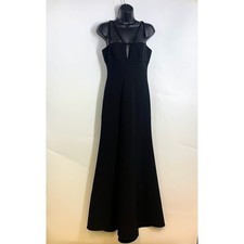 BCBGMAXAZRIA Womens Black Strappy V-Neck Full Length Evening Gown Dress Size 02