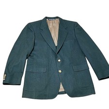 Vintage John Alexander Blazer Mens 44 Green Wool Two Button Sport Coat USA Made