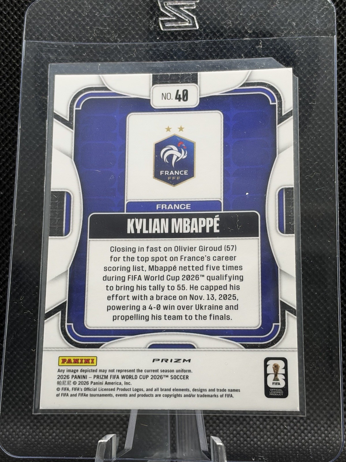 2026 Panini Prizm Fifa World Cup - Kylian Mbappe #40 Silver Prizm view 2