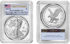 2025 W Silver American Eagle $1 Army Privy PCGS PR69DCAM First Strike W/OGP #2