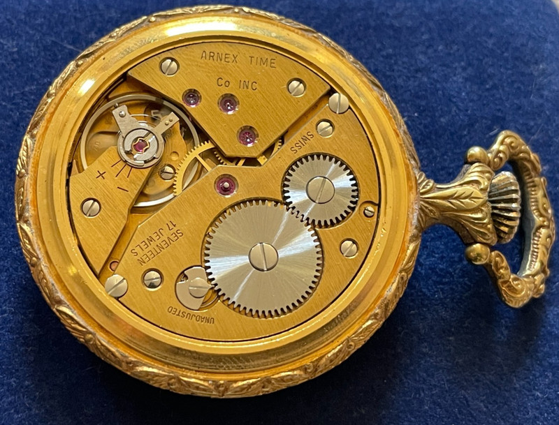 "Arnex" 17j Swiss Pocket Watch with CoA and Box . Runs
