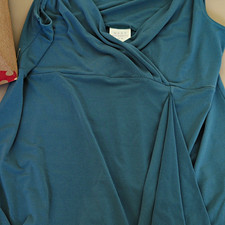 NEXT Maternity Blue Wrap Top Size 12 Sleeveless V-Neck Short Chiffon