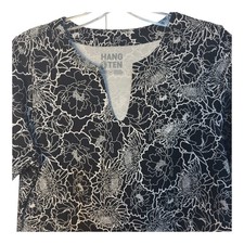 Hang Ten Dress Beach Cover Black White Floral Print Summer Casual Medium
