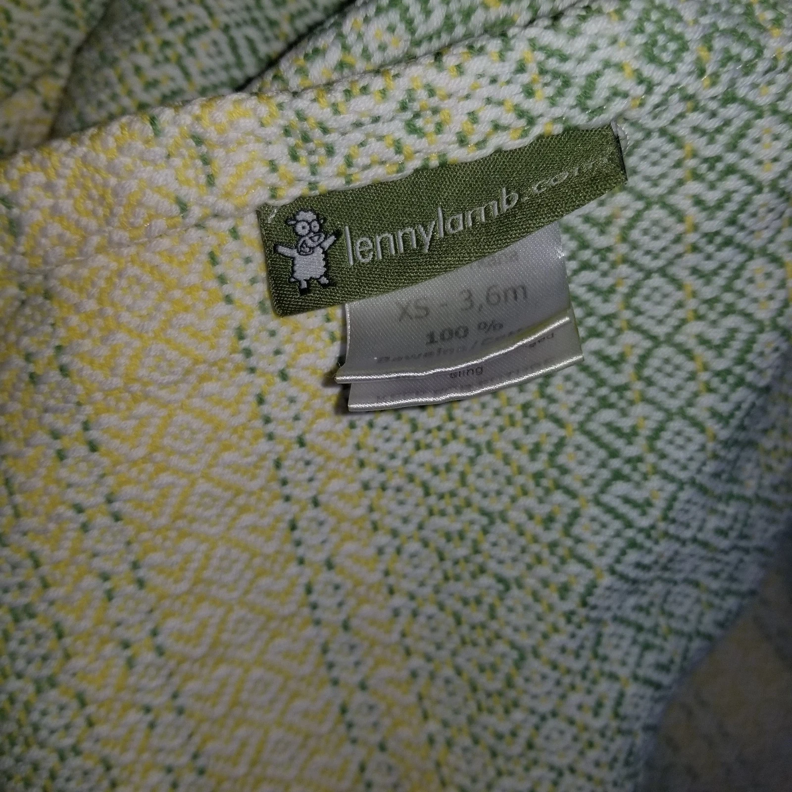 ​Lenny Lamb Baby Wrap XS 141" Chusta Tkana Made In Poland Yellow Green Weave