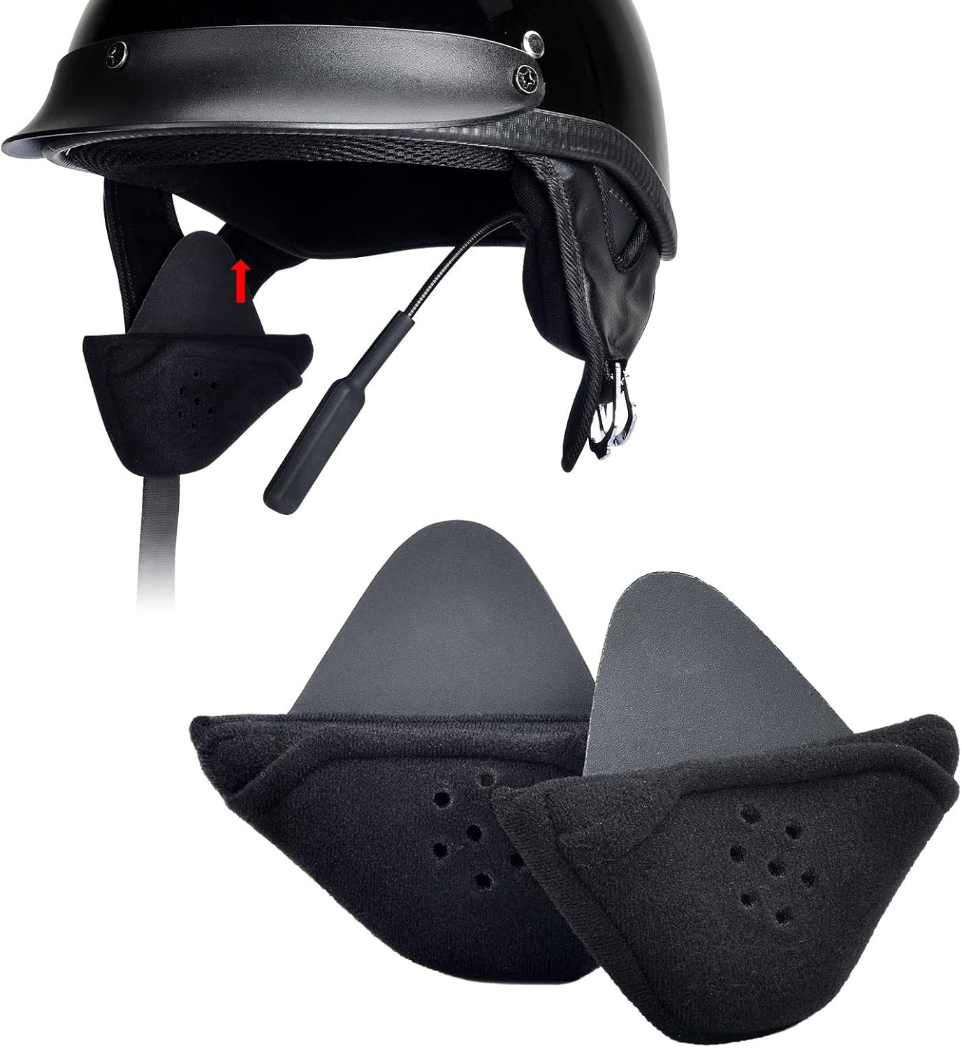 Half Helmet Ear Pads Speaker Pockets, 1/2 Motorcycle Cover for... 