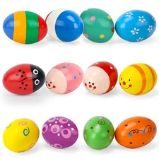 12PCS Wooden Percussion Musical Eggs Maracas Egg Shakers for Party Favors Cla...