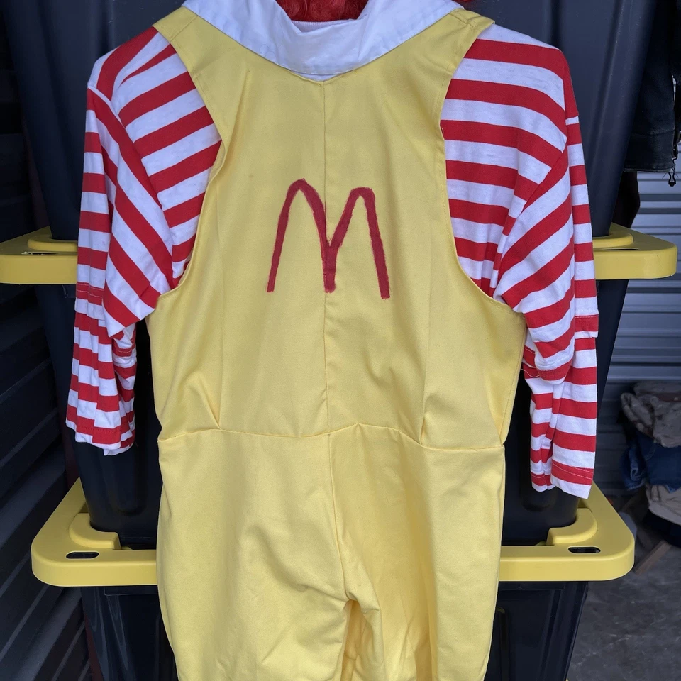 Винтажный Рональд Макдональд в полоску клоун костюм с париком детский размер 4-6 Хэллоуин - Изображение 4 из 4