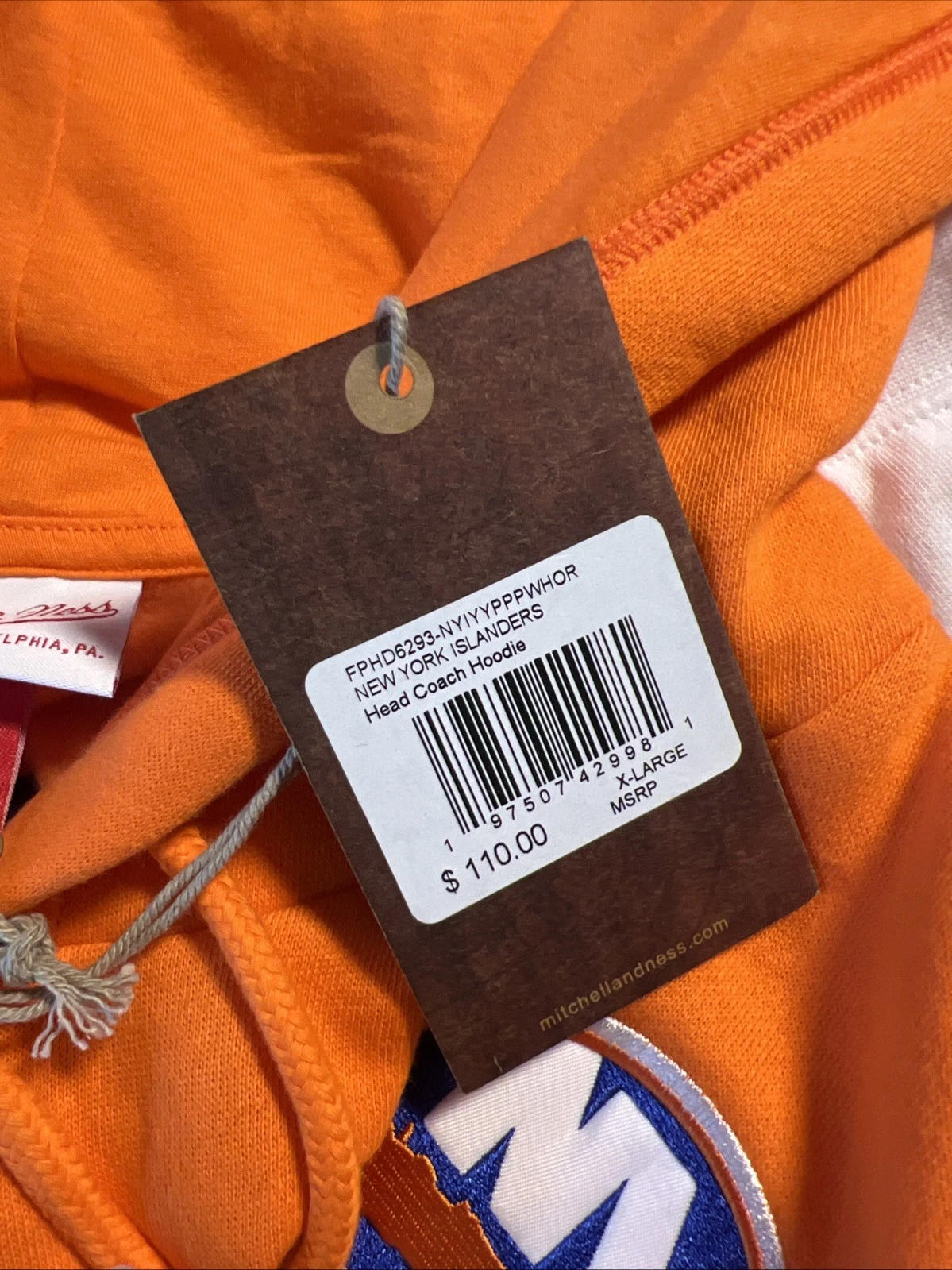Felpa con cappuccio ricamata Mitchell & Ness New York Islanders Head Coach XL NUOVA CON ETICHETTE PREZZO AL PUBBLICO CONSIGLIATO $110