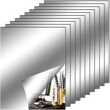 10 Pack Flexible Mirror Sheets Decorative Self Adhesive Mirror Tiles, 8x10 Inch
