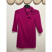 Eliza J Women Fuchsia Pink Bow Neck 3/4 Sleeve Sheath Dress