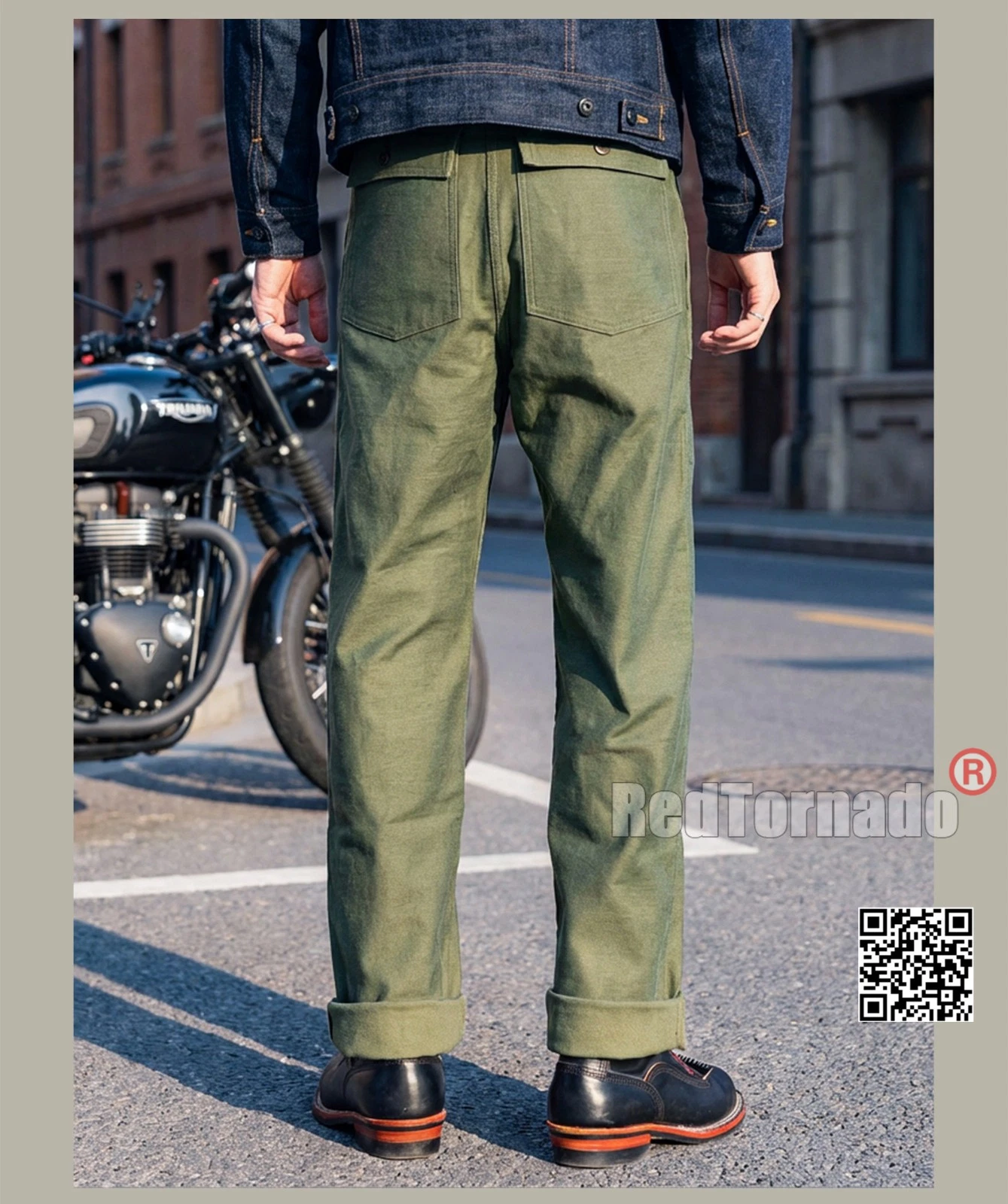 Red Tornado Vintage OG-107 Field Trousers 15OZ Men Military Pants Loose Sateen - Picture 22 of 24