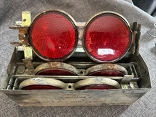 Vintage Ford Auto Reflector Traffic Highway Flare Stimsonite Brand W Metal Box